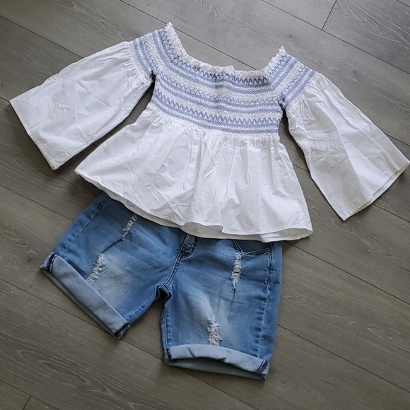 Miss Selfridge Tops - White Elastic Off The Shoulder Top sz 6